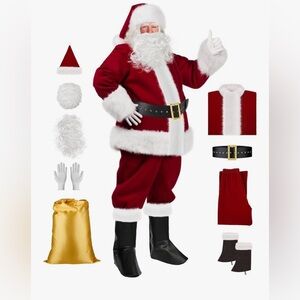 Men Santa Claus Costume Set - Red and White L